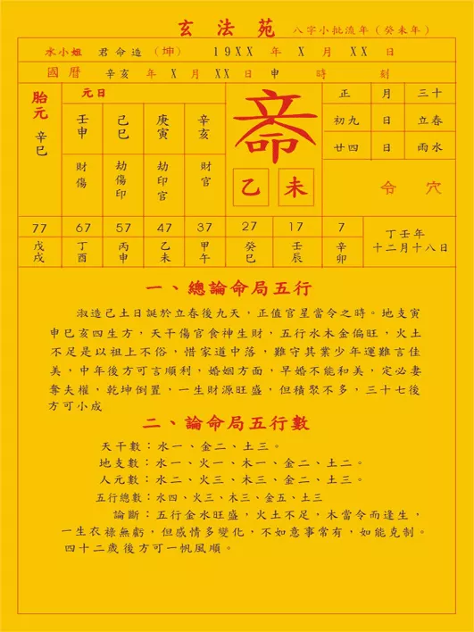 免费批八字流年，免费详批八字详细解说