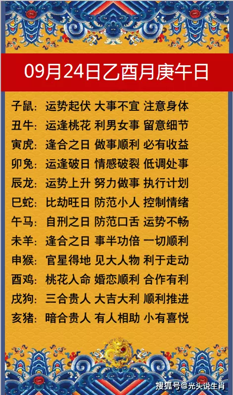 1、非常生肖运势9月份:高分算命!