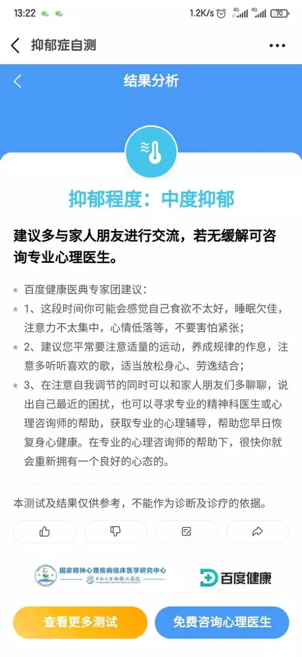 1、如何测试抑郁的程度:网上的抑郁自评量表（SDS），测出来的抑郁程度是否准确？