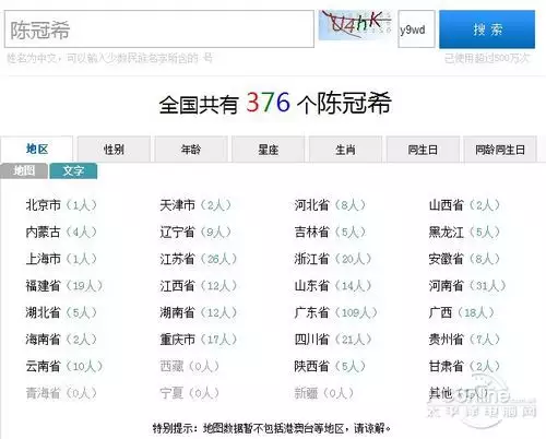 3、姓名查询结果有多少同名:张虎子姓名查询看看河南有多少同名同姓的