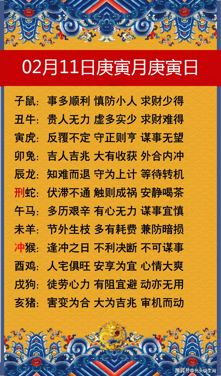 2021年02月10日属相财运：2021年2月6日属什么生肖