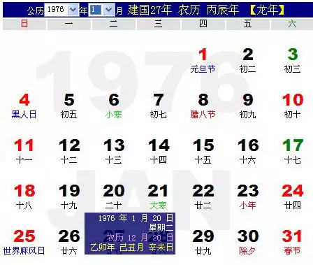 阳历年1月20日出生属相：阳历76年1月20日属什么生肖和星座？