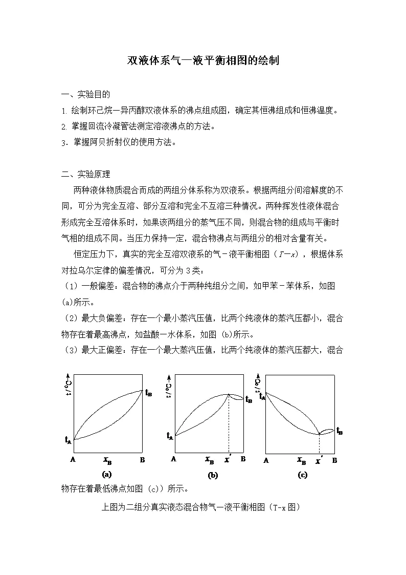 金属相图实验报告思考题及答案：二元液系相图实验中的思考题