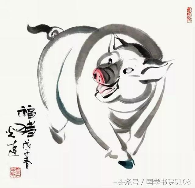 中国画十二生肖猪属相：中国画·打十二生肖