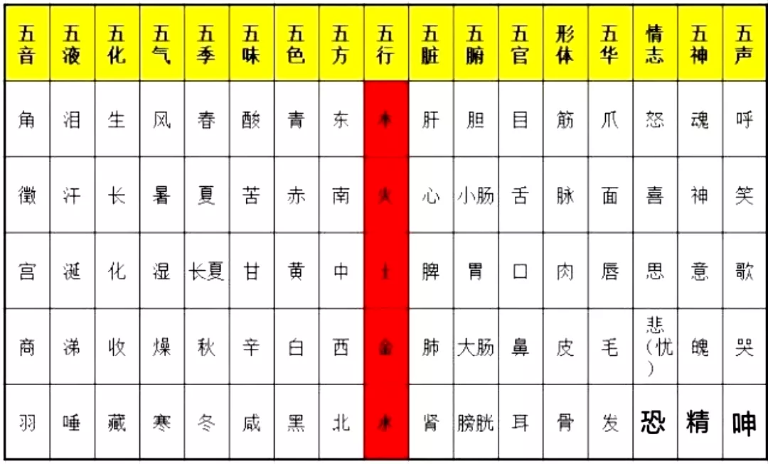 木火土金水五行对照表：木火 火木 金水 水土！这个五行是不是全了