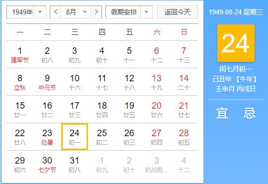1949年闰七月黄历时刻表查询,1949年有哪些大事记？(图文)