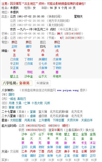 八字格局查询:八字排盘元亨利贞网