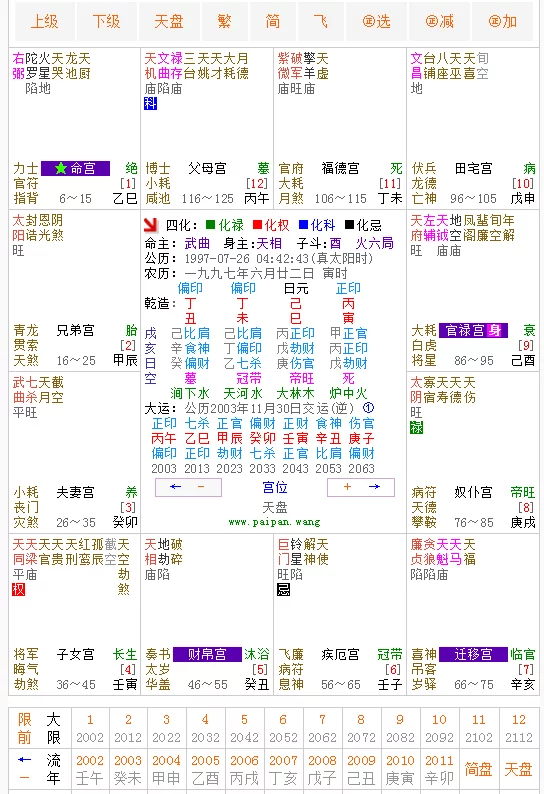 紫微斗数在线排盘，台湾紫微排盘详批免费