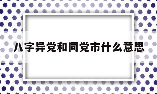 包含八字异党和同党市什么意思的词条