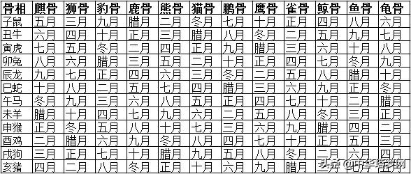 免费骨重算命表