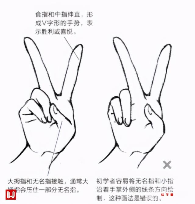 卡通八字手势