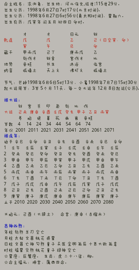 算八字之排大限 算八字十神怎么排