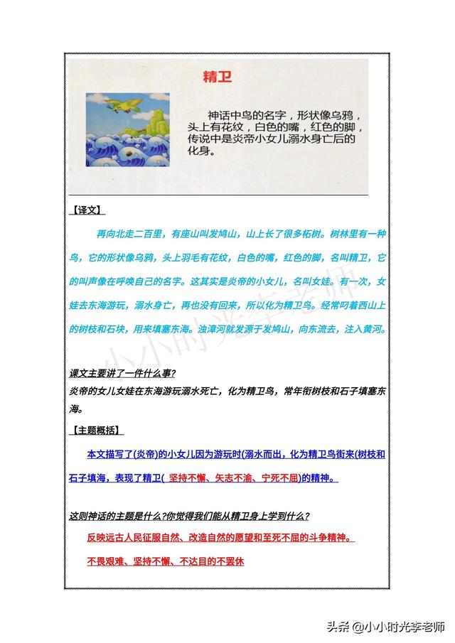 精卫填海中的八字词语