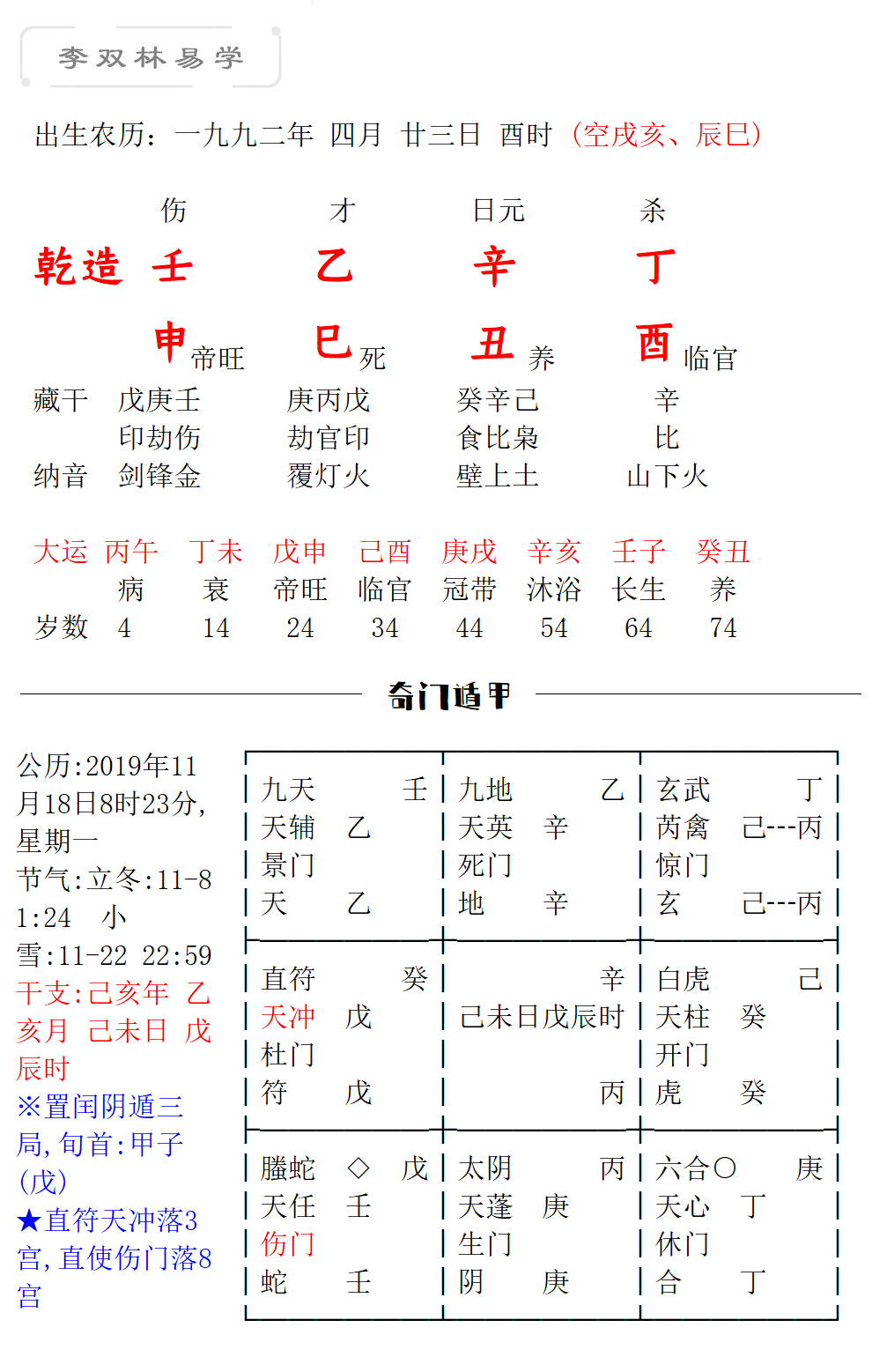 包含李双林自己的八字命理的词条