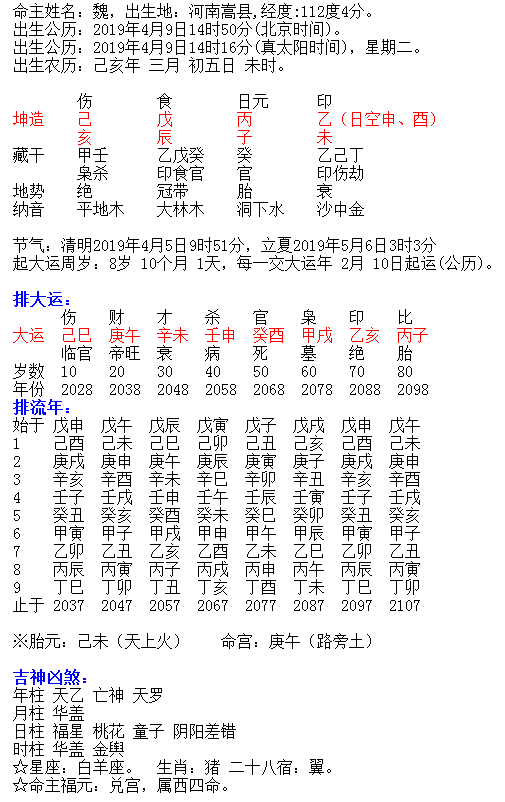 生辰八字对照查询，生辰八字对照表