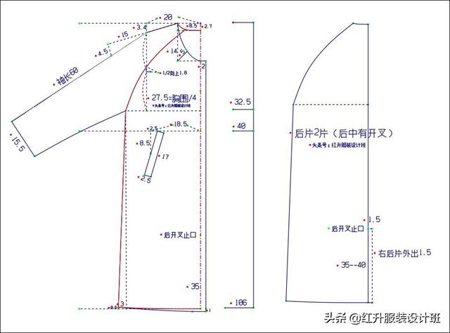 女装大衣八字领的裁剪图