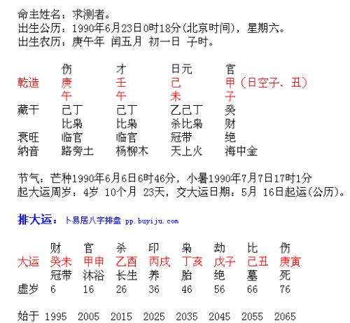 关于查自己生辰八字看看自己什么命的信息