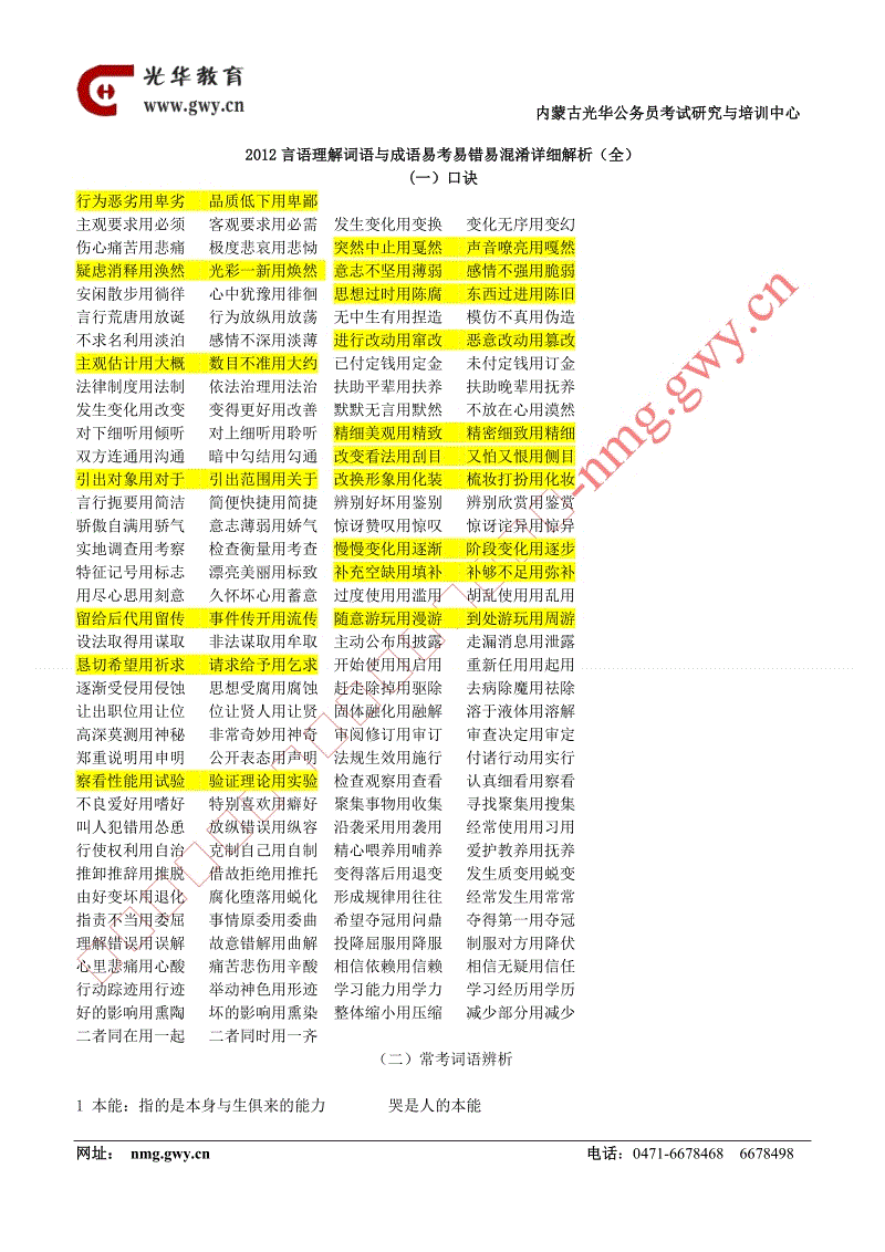 易理解的八字成语