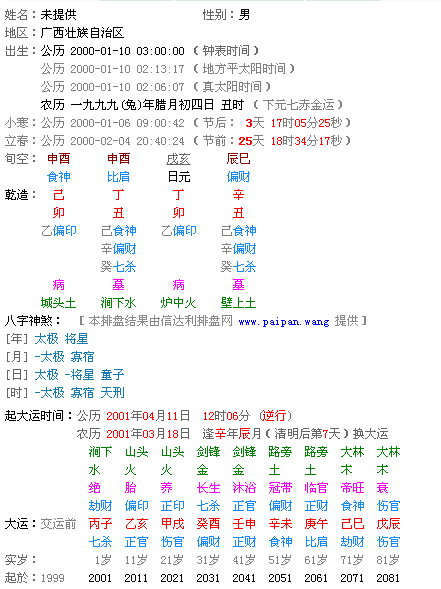 生辰八字查询平太阳